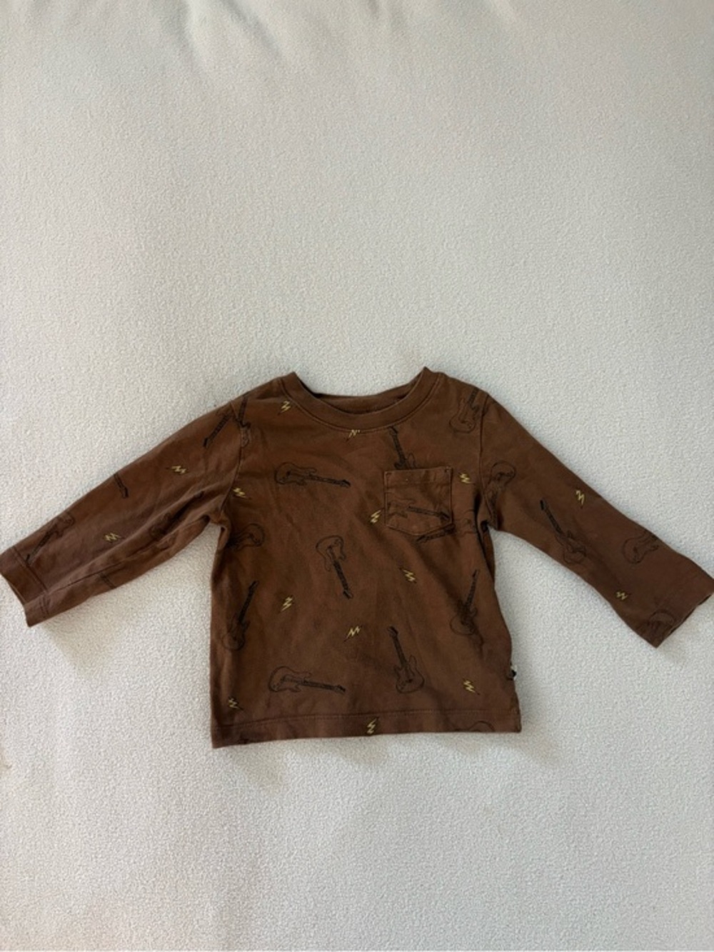 GAP Brown Guitar & Lightning Bolt Long Sleeve Tee - Picture 1 of 3